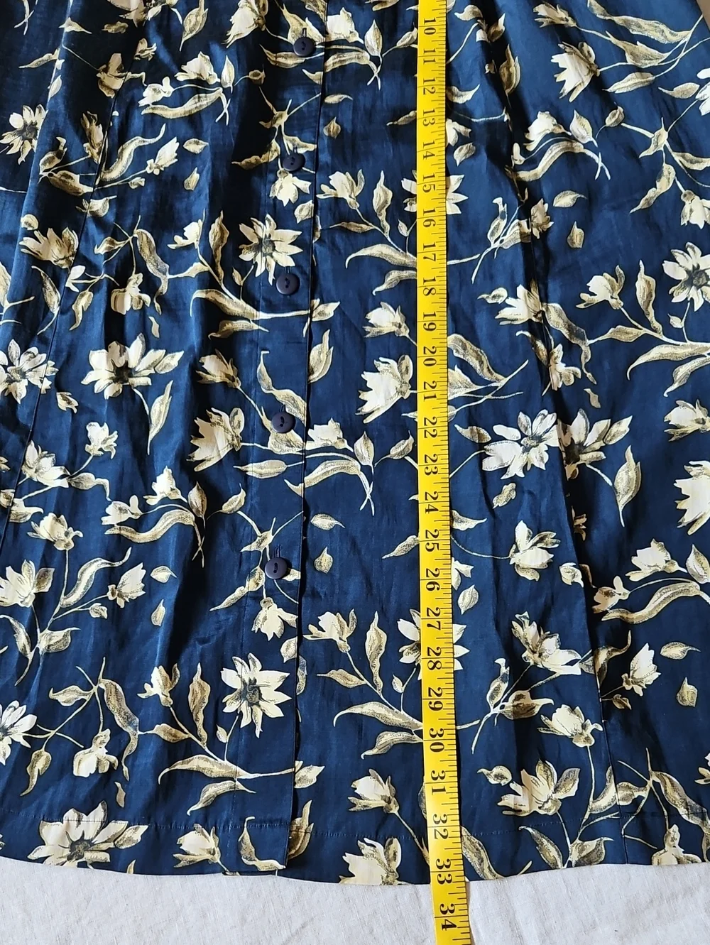 Ann&Frank Blue Floral Silk Front Buttons Midi-Skirt Size Small